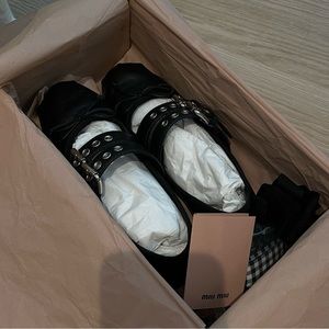 MiuMiu black double bands ballerina flats